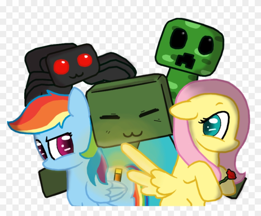 Bristlestream, Creeper, Crossover, Fluttershy, Minecraft, - De My Little Pony Minecraft #565483