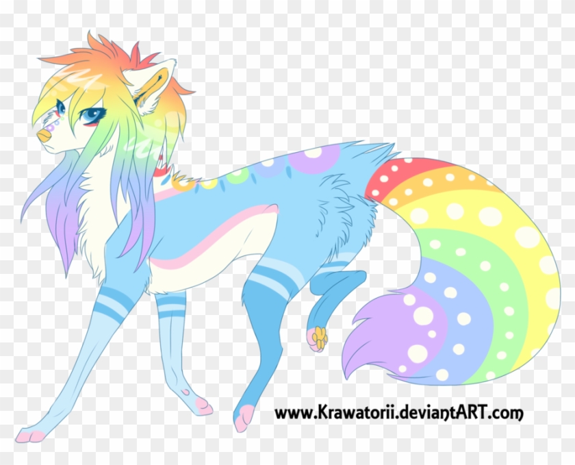 Awesome Rainbow Wolf Auction Closed By Angevoler With - Deviantart #566108