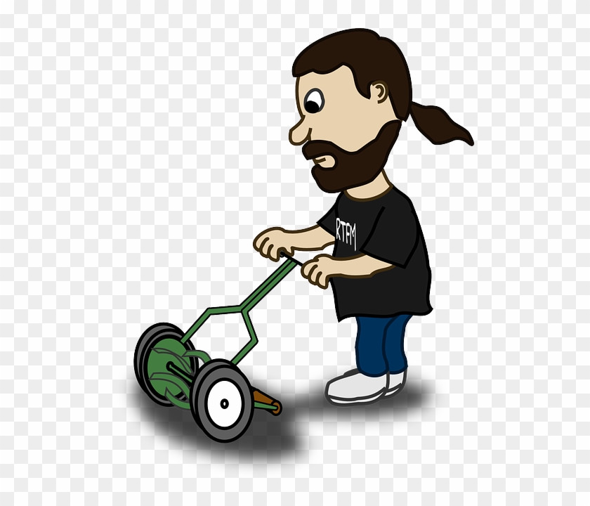 Guy, Man, Dude, Lawn-mower, Lawn Mower, Manual - Cartoon Lawn Mower Gif #566297