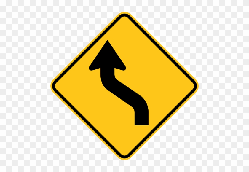 Reverse Curve Left Warning Trail Sign Yellow - Traffic Sign #566561