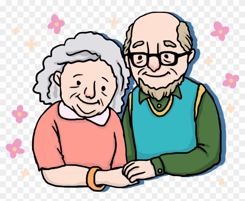 Couple Old Age Drawing Cartoon - Png Old Couple Cartoon #566655