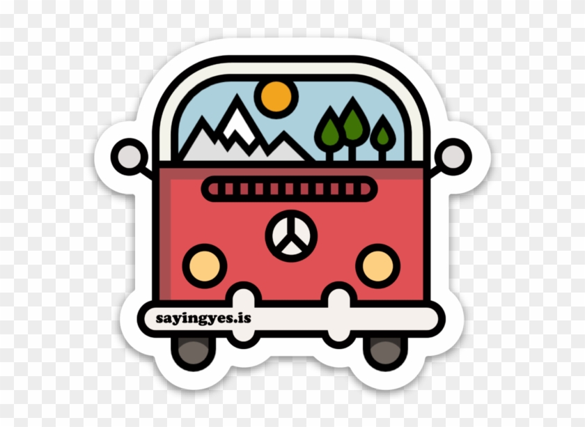 Mountains Vw Bus Sticker - Mountains Vw Bus Sticker #566672