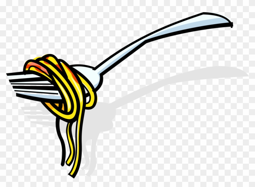 Vector Illustration Of Italian Spaghetti Pasta On Fork - Spaghetti On A Fork Clipart #567015