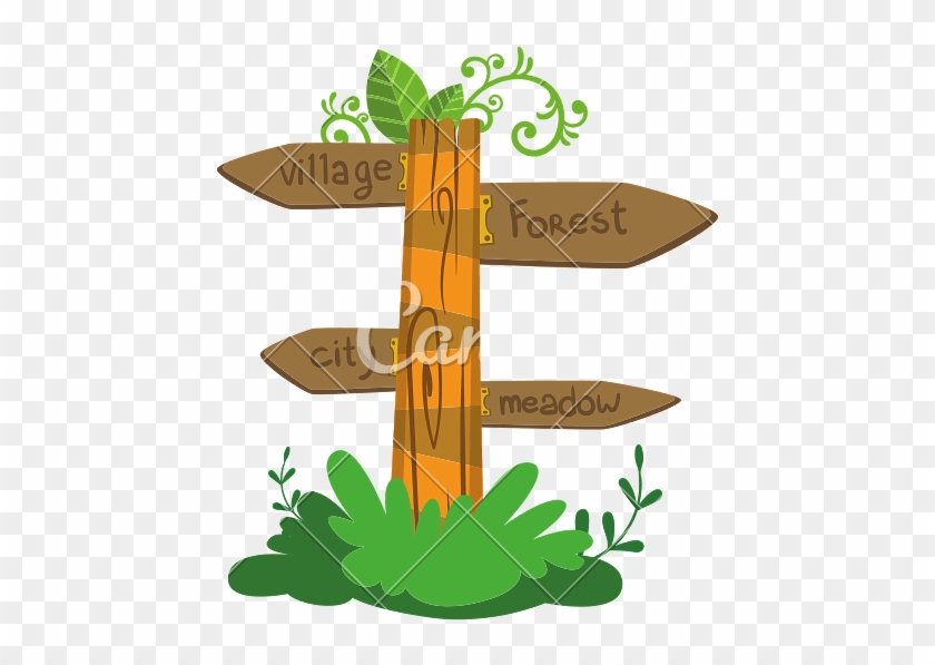 Wooden Direction Sign - Vector Graphics #567228