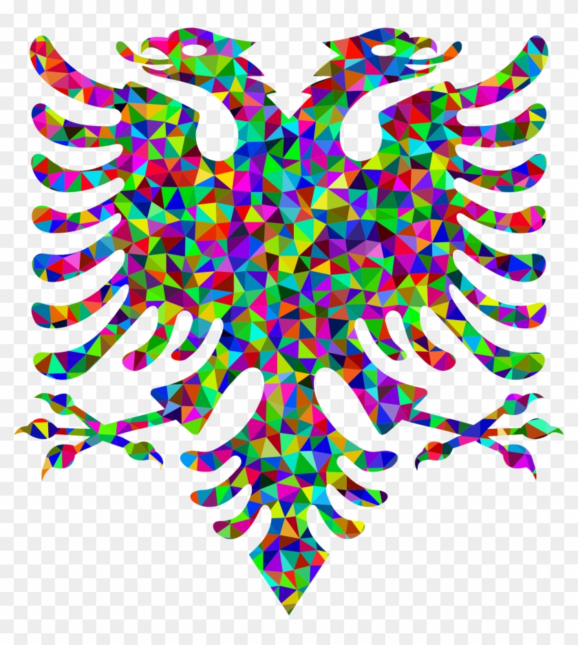 Low Poly Prismatic Double Headed Eagle Clipart - Albanian Flag #567595