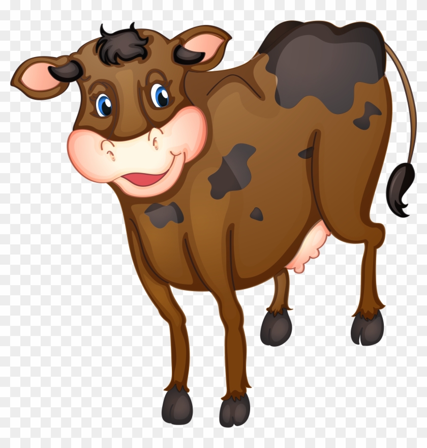 Farm Animals, Clip Art, Recipe Cards, Cows, Country - Clipart Of A Brown Cow #567811