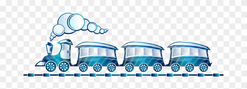 Zug Clipart Kostenlos - Long Blue Train Cartoon #568026