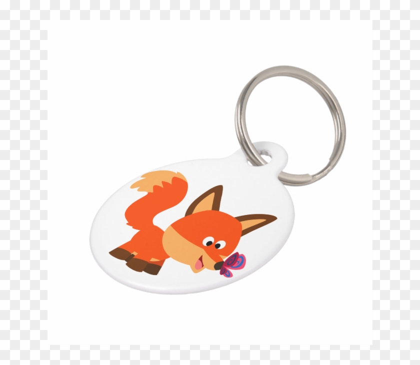 Cute Cartoon Fox And Butterfly Pet Tag - Armstrong-familienwappen-wappen Haustiermarke #568949