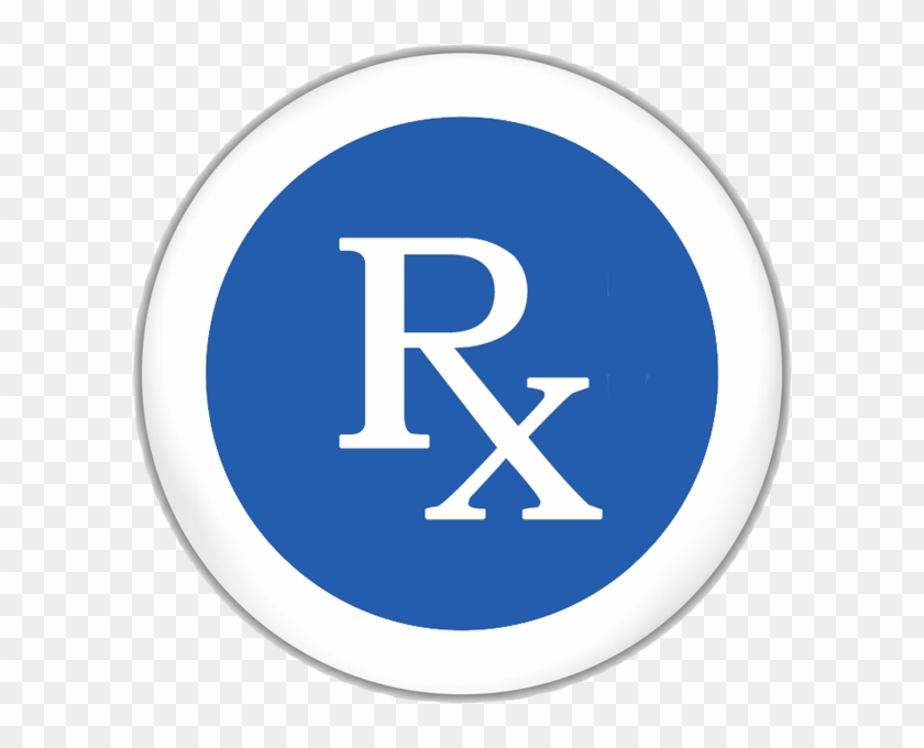 Rx Symbol Blue White Round Button - Rx Pharmacy Symbol #569134