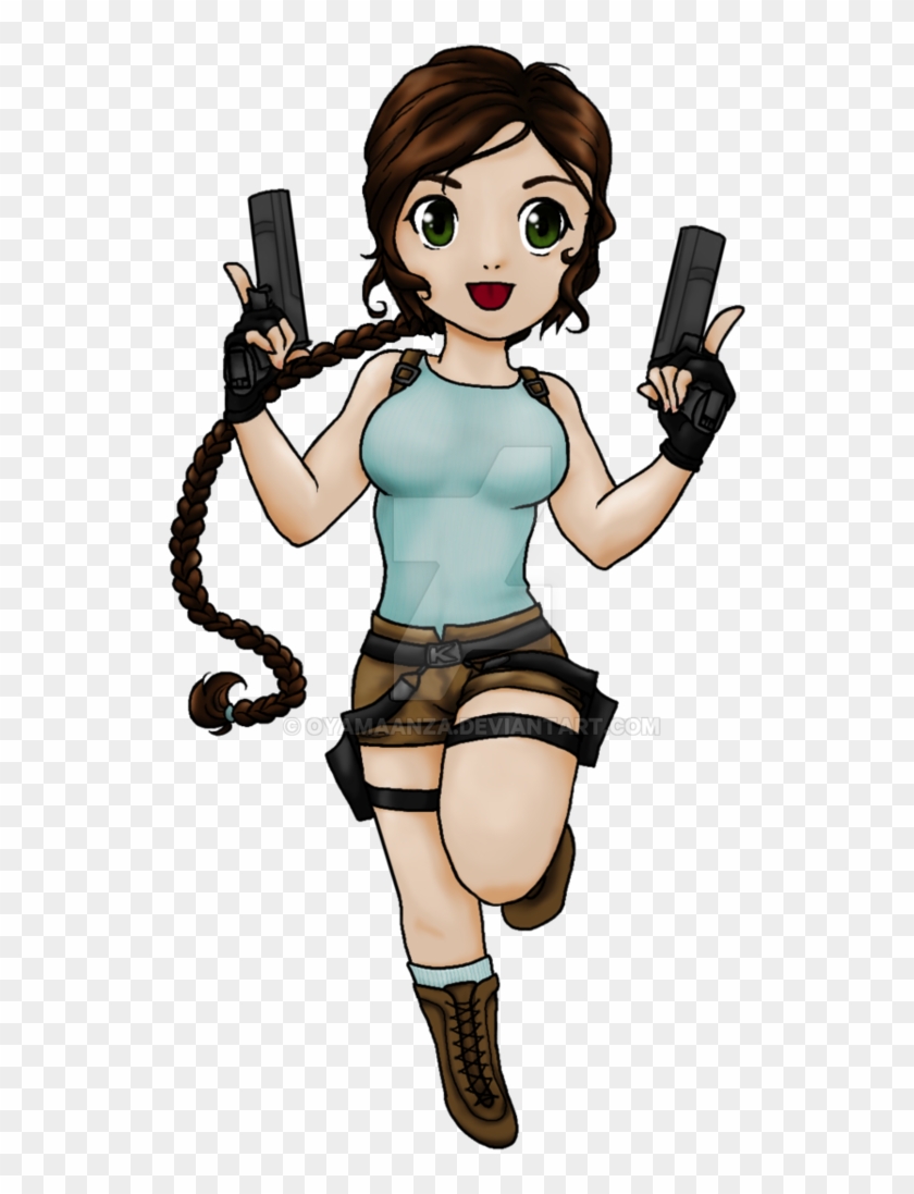 “lara Croft Chibi Commission By Oyamaanza - Revolver #569873