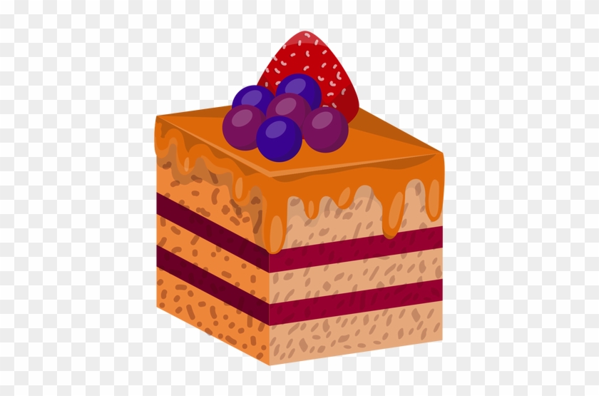 Cake Slice With Berries Transparent Png - Bolo Em Fatias Desenho #570303