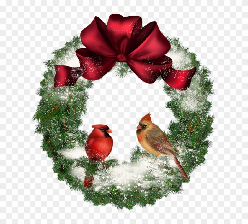 Snowdrop Clipart Yopriceville - Christmas Wreath With Birds #570885