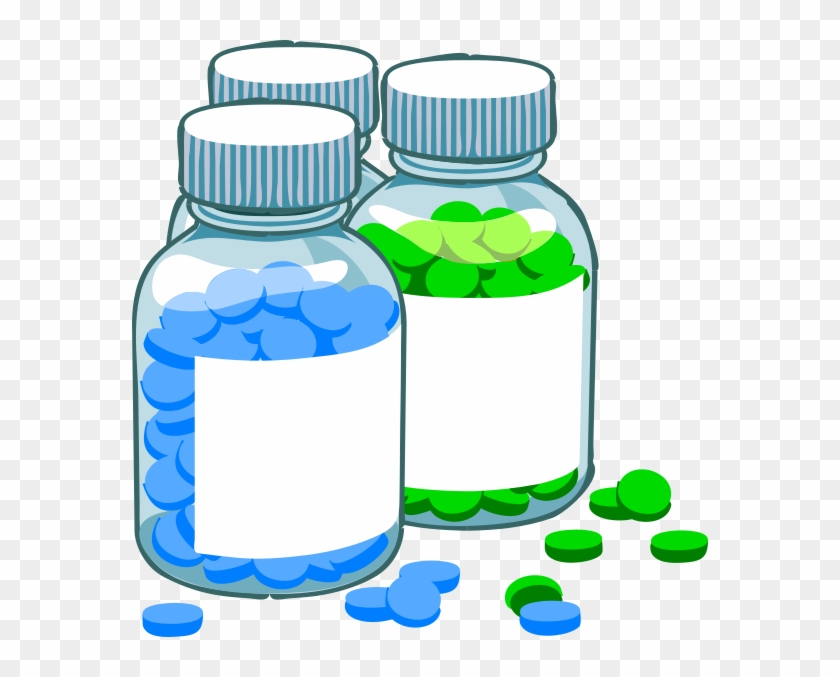 Blue And Green Pill Bottles Clip Art At Clker - Treatment Clipart #571308