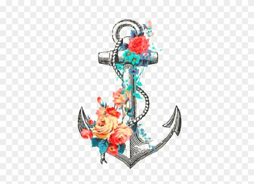Anchor Tattoo Flower Rose Drawing - Navy Anchor With Flowers #572567