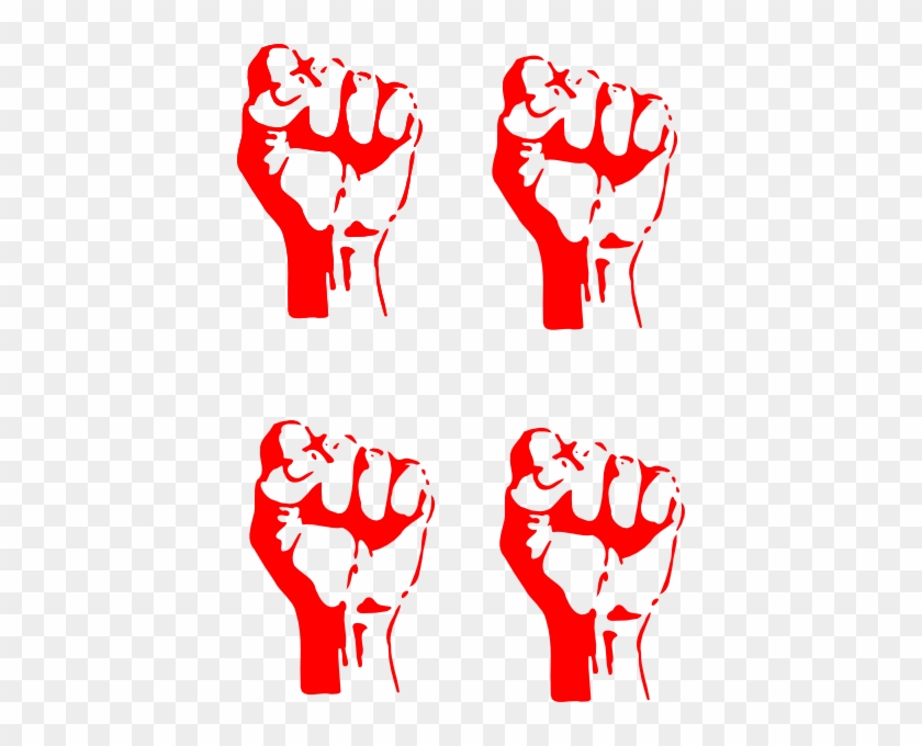 Four Red Fists Clip Art At Clker - Raised Fist #572873