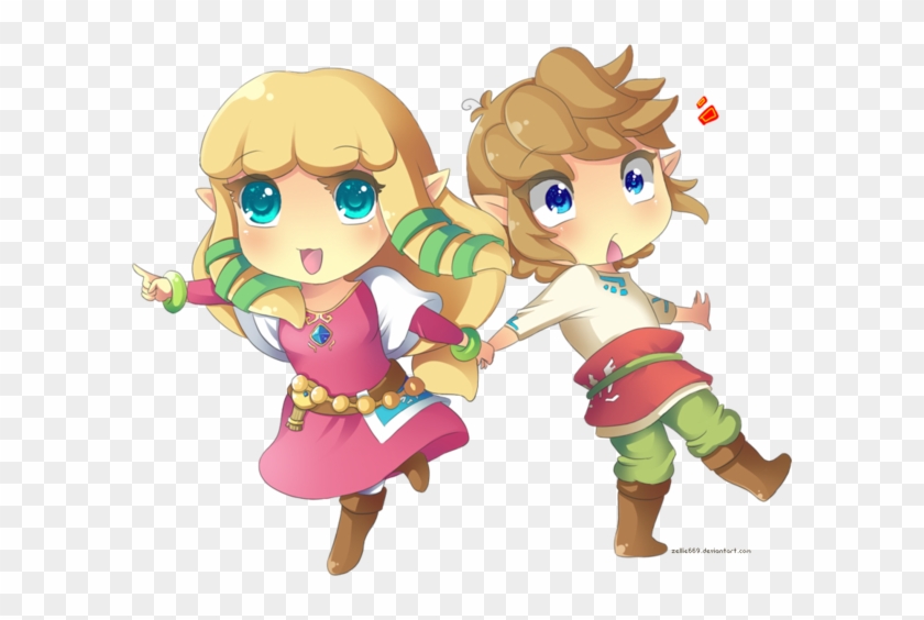 Chibi Link And Zelda By Zelbunnii - Chibi Link And Zelda #573585