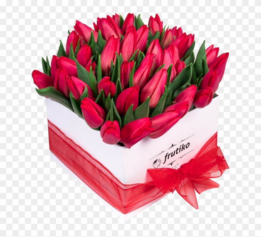 White Box With Red Tulips - 8 Марта Красивые #574013