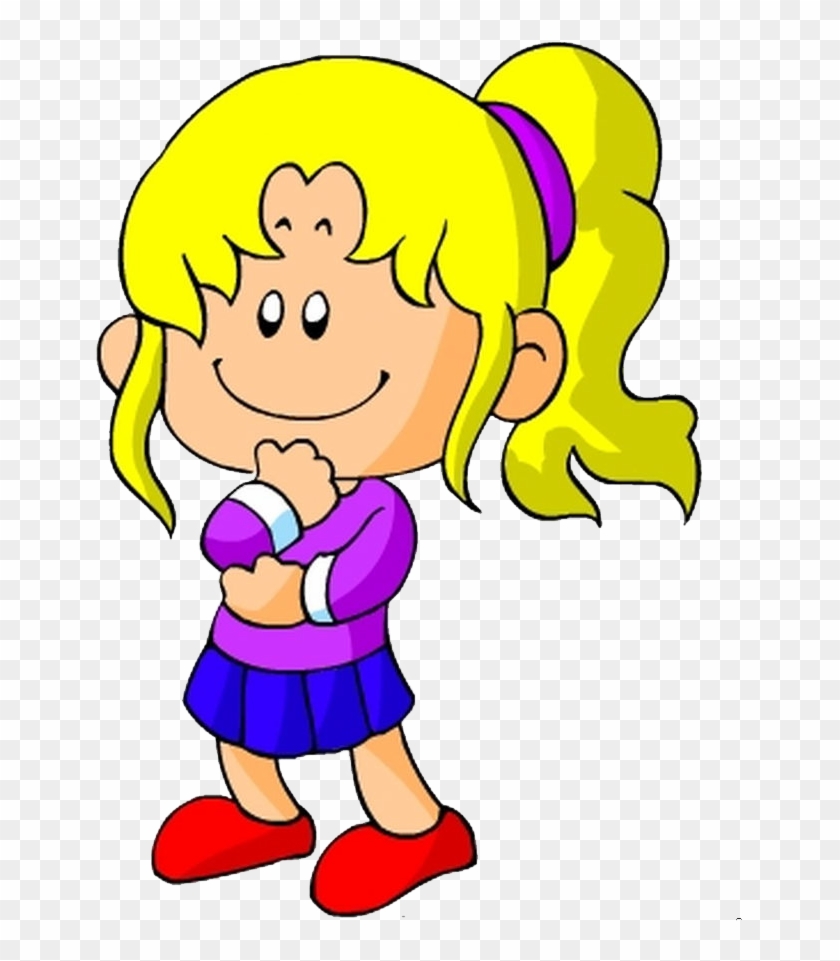 Cartoon Child Clip Art - Little Girl Thinking Png #574633
