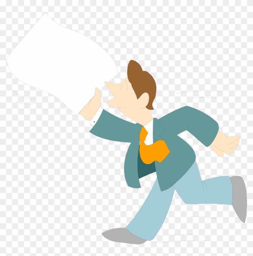 Illustration Of A Man Running With A Blank Paper - Running Businessman Clipart Png #574836