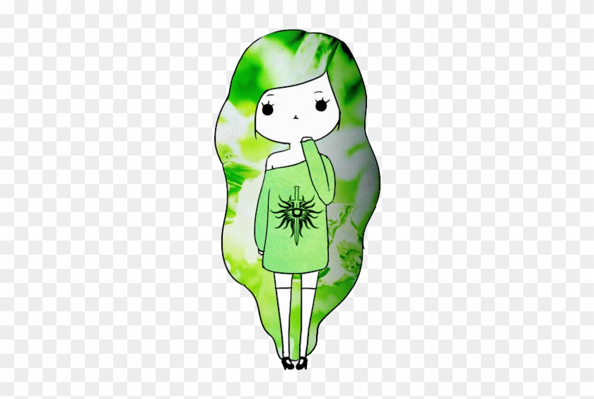 Green Girl - Kawaii Girl Drawing #575052