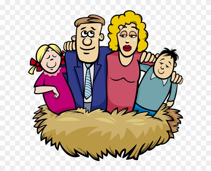 Clipart Kuş Yuvasındaki Aile - Karikatür Çizimi Anne Ve Baba #575360