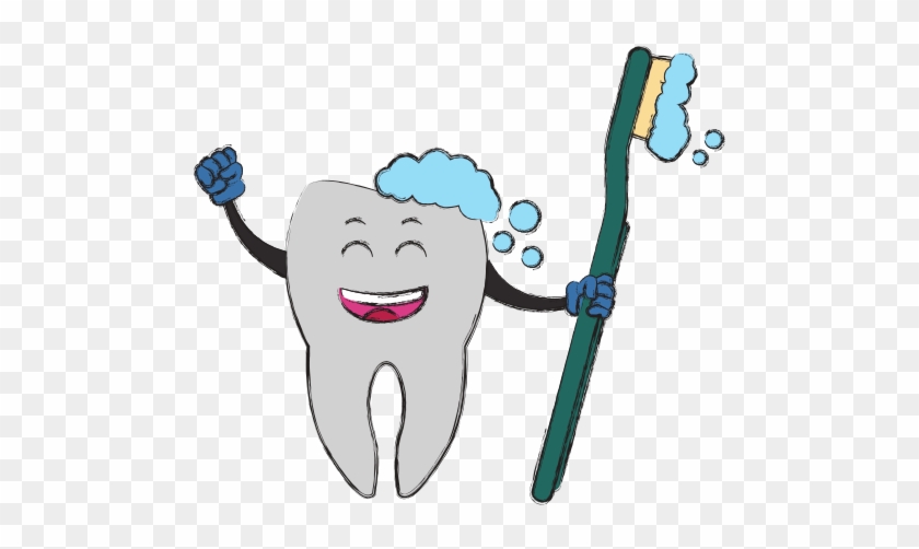 Tooth With Brush Cartoon - Toothbrush #575884