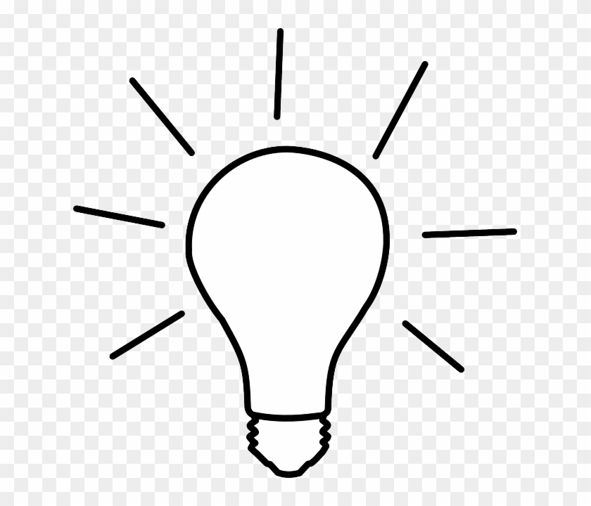 Light, Light Bulb, Electric Bulb, Lamp, Bulb - Cartoon Black And White Light Bulb #575933