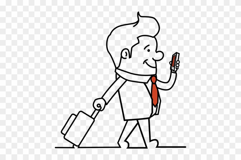 Travel Safety Baggage Scams - Man With Suitcase Drawing #576732