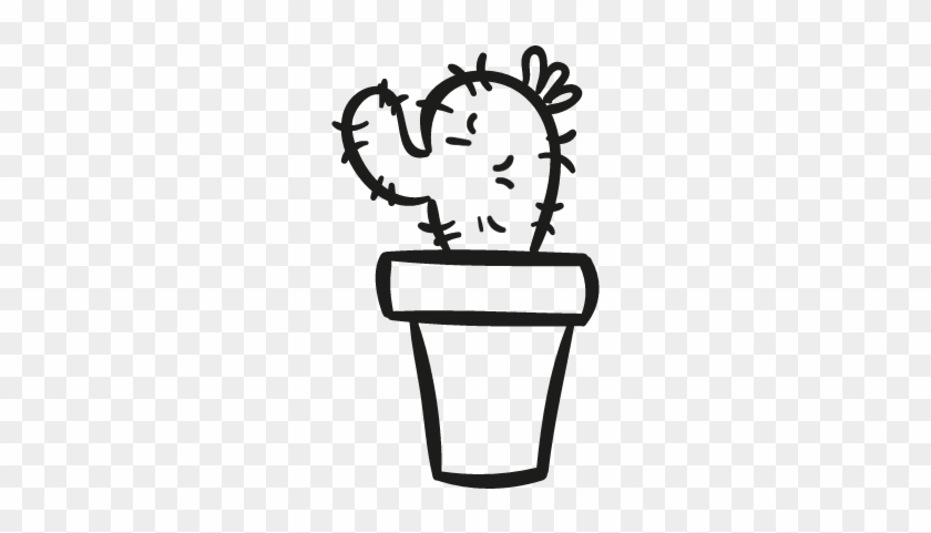 Gardening Cactus In A Pot Vector - Cactus In Pot Outline #576960