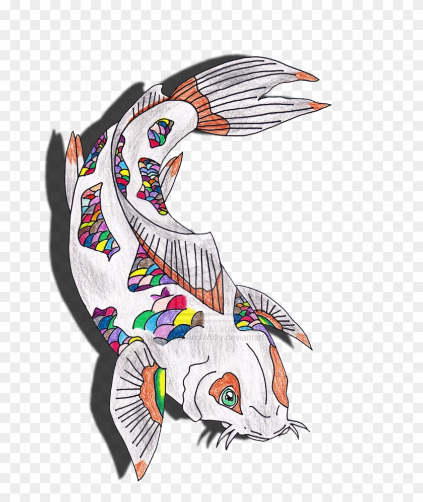 Rainbow Koi Fish Drawing By Kittykatandwolfy - Koi Fish Transparent #577045