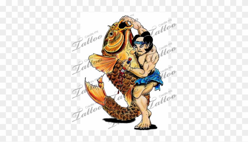 Marketplace Tattoo Koi Warrior - Cartoon #577103