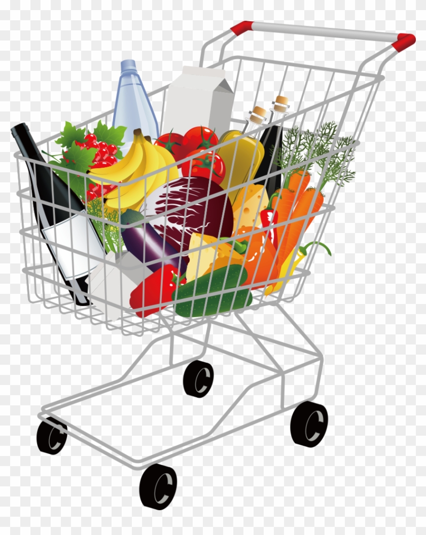 Shopping Cart Supermarket Clip Art - Full Shopping Cart Transparent #577324