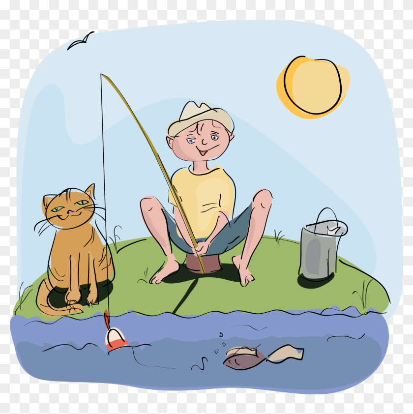 Fish Net Clipart Man Fishing - Boy Fishing Clipart Free #577906