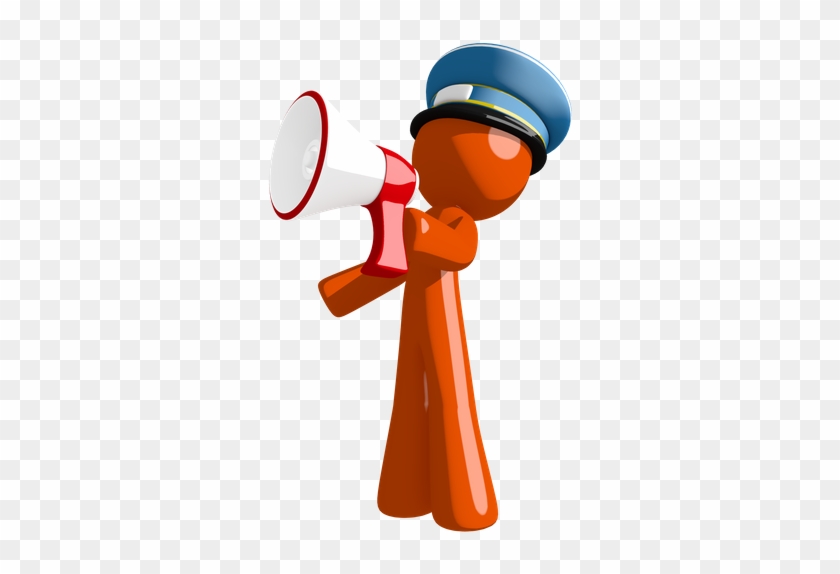 Orange Man Postal Mail Worker Shouting In Bullhorn - Police Officer #577993