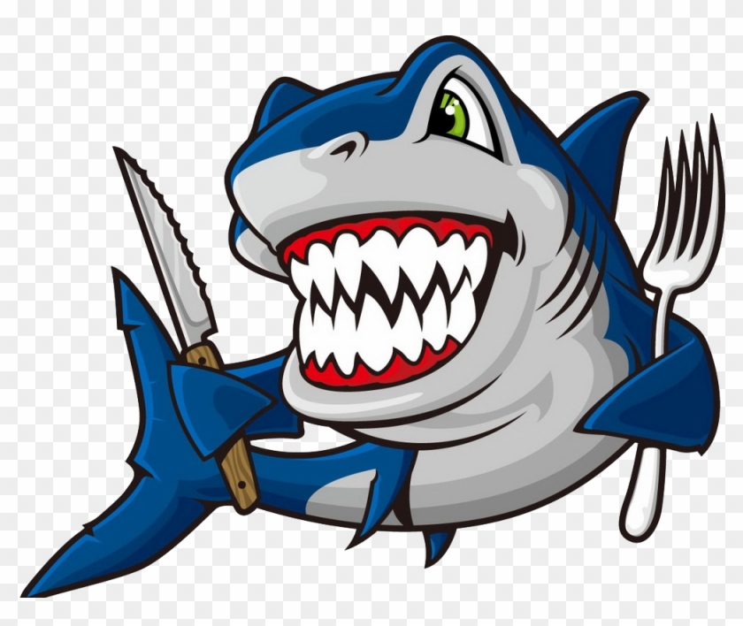 食西餐的露齿鲨鱼 - Shark Images Png Transparent #578413