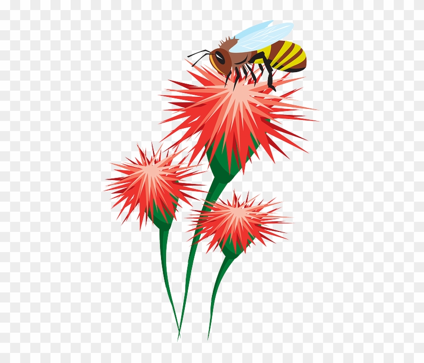 Pollen Flower, Cartoon, Bee, Plant, Insect, Pollen - Bees On Flower Clipart #578426
