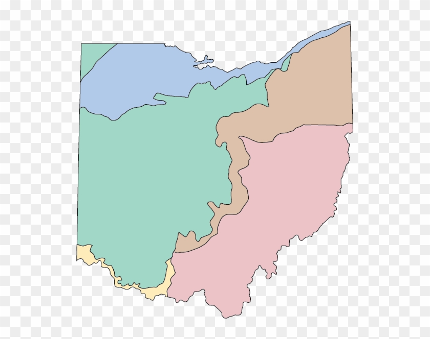 Ohio Map Showing Various Colored Regions - Land Regions Of Ohio #578816