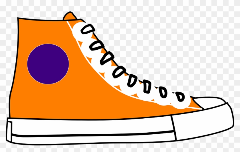 Converse Shoe Orange Purple Laces Boot Fashion - Orange Shoe Clipart #578846