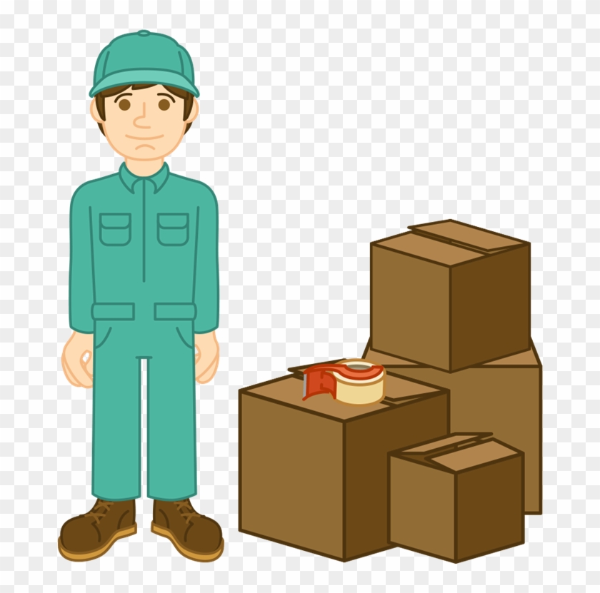 Moving Man In Blue Next To Box Pile - Box Packers #579027