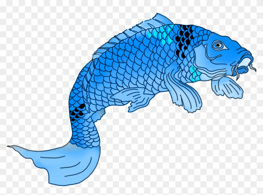 Blue Japanese Koi Fish Drawing - Blue Japanese Koi Fish Drawing #579683