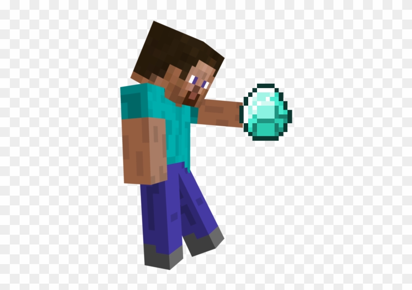 Minecraft Clipart Steve Running - Minecraft Steve Holding Diamond #580231