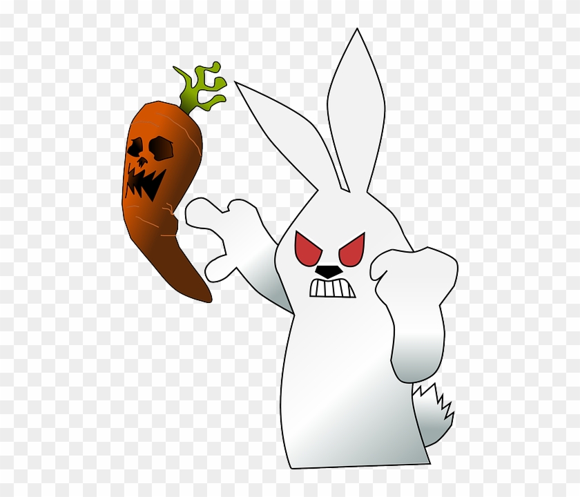 Mad, Angry, Cartoon, Bunny, Halloween, Rabbit, Carrot - Scary Bunny Clipart #580310