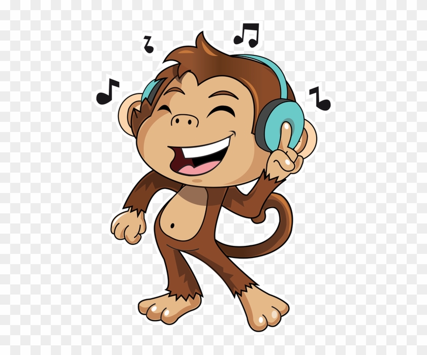 Cute Monkey Stickers Messages Sticker-1 - Emoji Listening To Music #580361