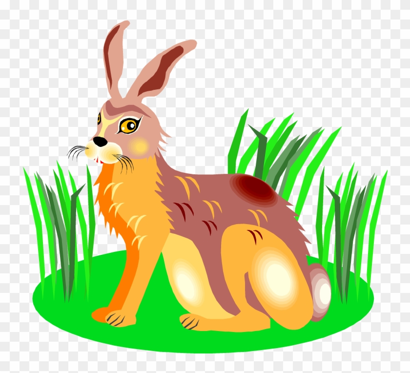 Rabbit In Grass - Rabbit Eating Grass Cartoon #580388