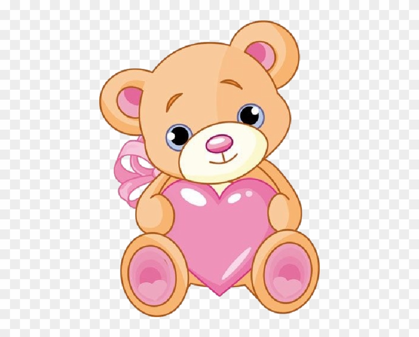 Royalty-free Clipart Illustration Of A Cute Teddy Bear - Drawing Of Teddy Bear With Hearts #580549