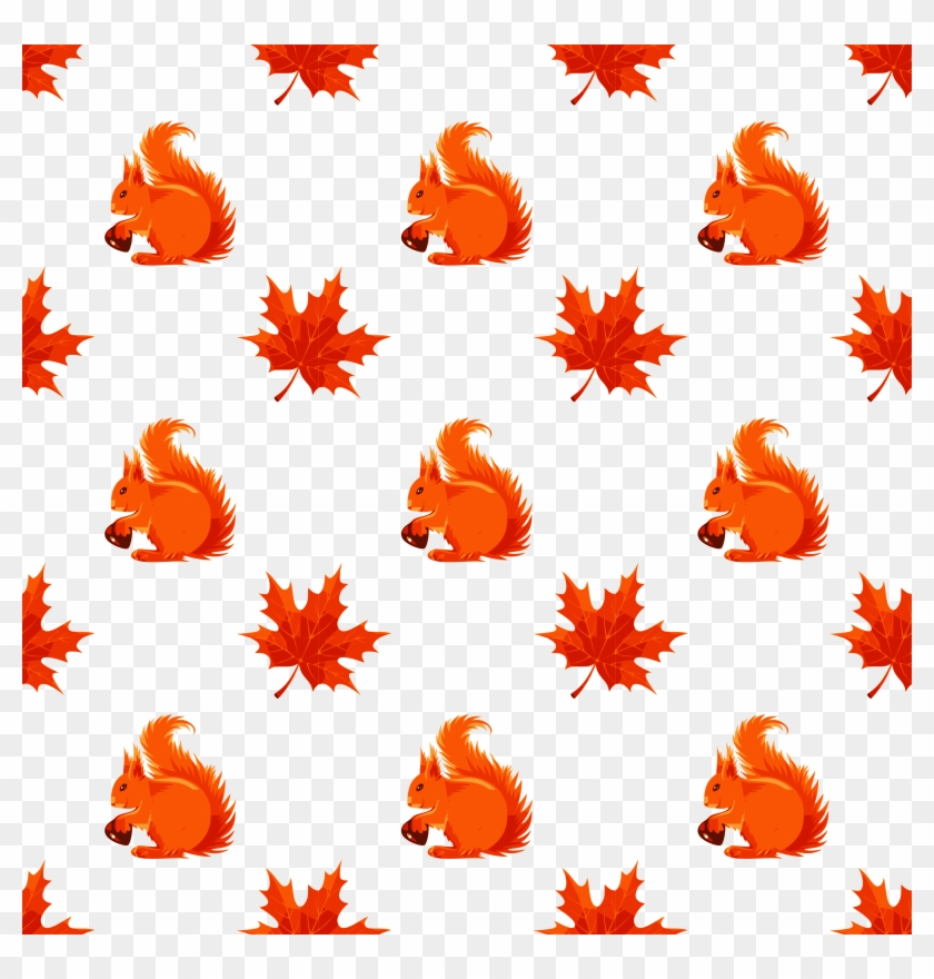 Maple And Squirrel Seamless Pattern - Autumn Icons #580552