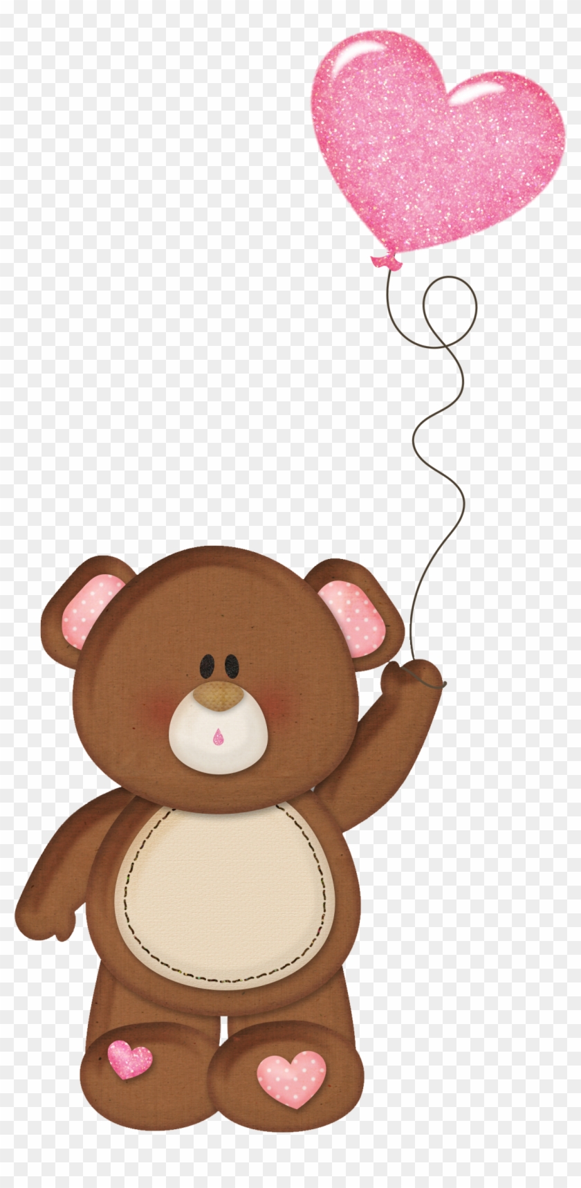 Brown Teddy With Pink Heart Balloon Png Clipart - Birthday Card Verses For Boyfriend #580589