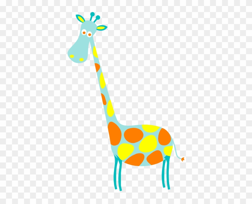 Giraffe Teal Lt Teal With Orange And Yellow Dots Clip - Giraffe #580855