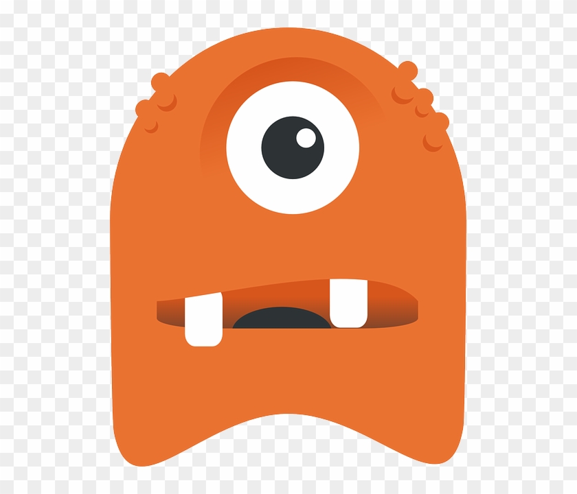 Orange One-eyed Monster, One Eyed, Monster, Grimly, - One Eyed Monster Clipart #581057