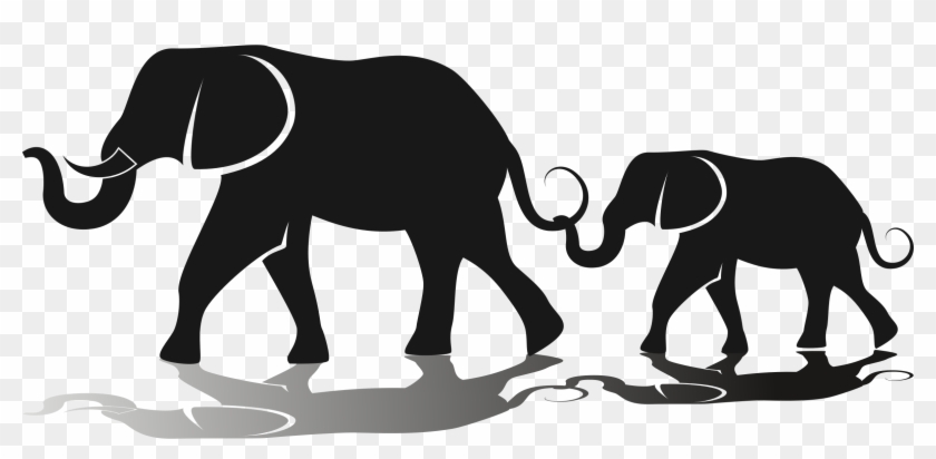 Silhouette Elephant Clip Art - Elephant Family Silhouette #581172